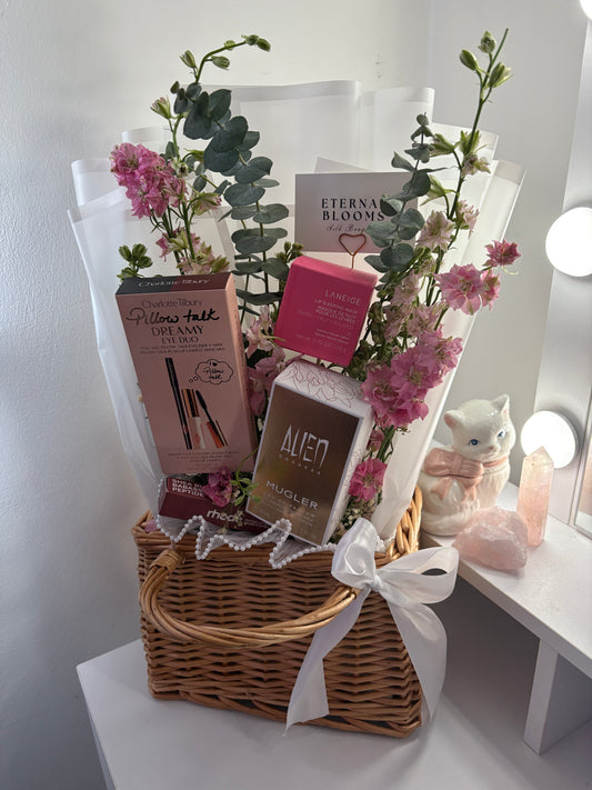 Custom Fresh Flower Basket Arrangement